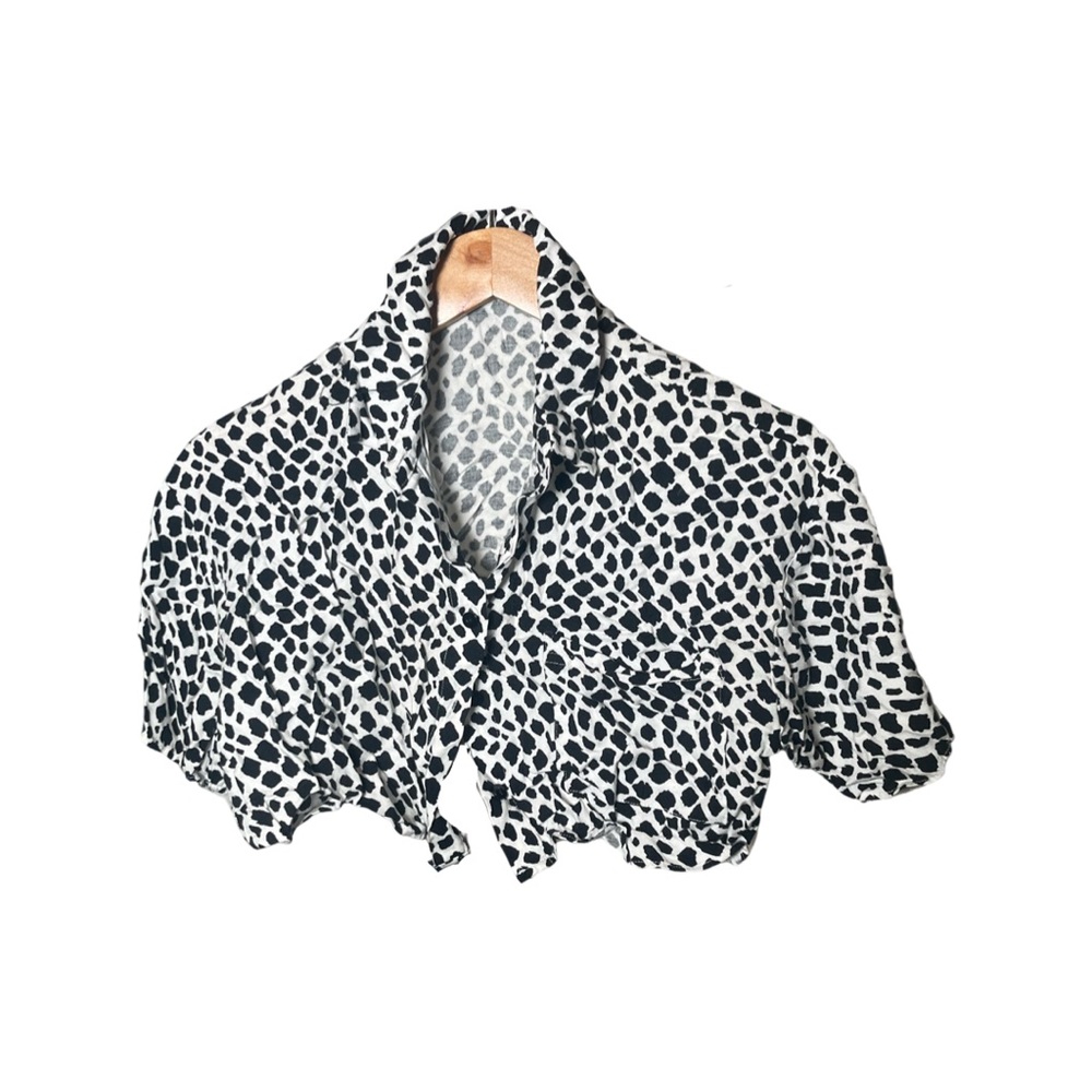 Button down cow print crop top